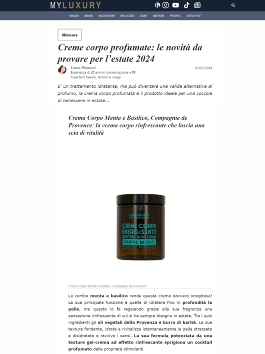 Compagnie de Provence su My Luxury 2 Luglio 2024